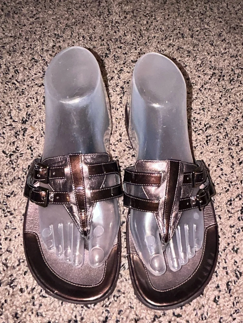 Cole Haan Air Melisa metallic bronze leather buckle thong wedge sandals 8.5